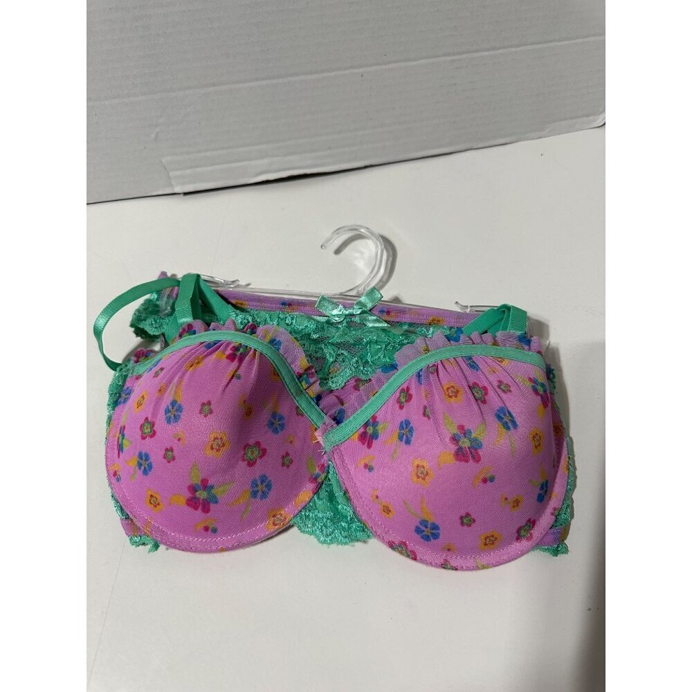 Secret Lace Padded Push-Up Bra & Lace Thong Lingerie Set size 34C NWT